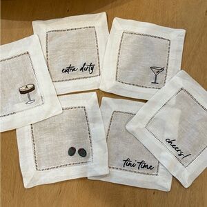 Martini Embroidered Cocktail Napkins/Coasters
